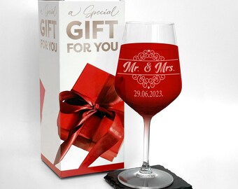 Personalised Glass with coaster Gift Set Perfect for Birthday Gift Wedding Bridal Shower Anniversary glass
