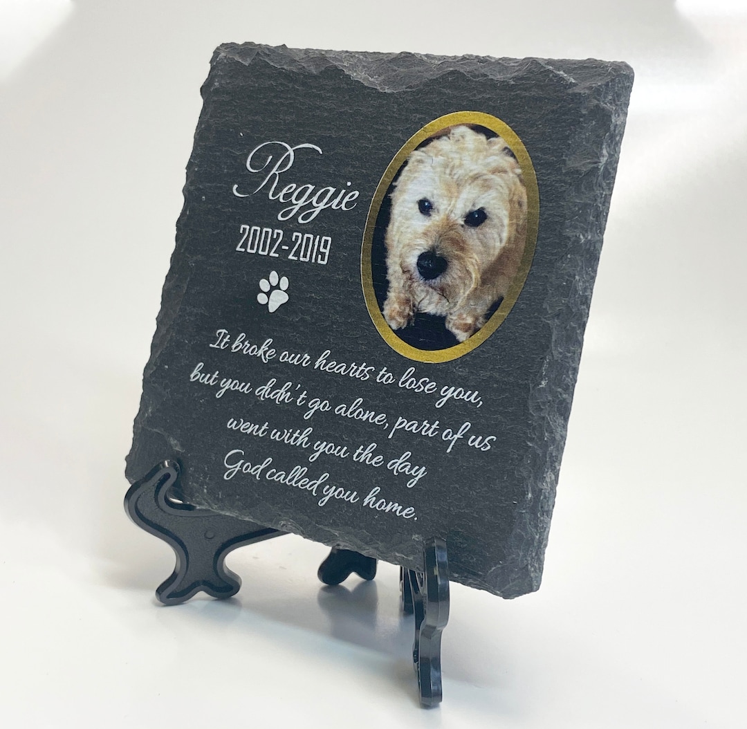 Memorial Plaque for Pet Cat Dog Slate Stone Heart Paw Grave Marker ...