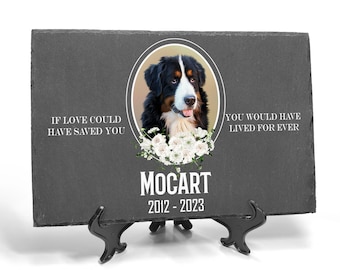 Memorial Plaque For Pet Slate Stone Heart Paw Large Grave Marker 20x30 cm