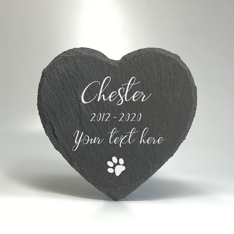 Memorial Plaque For Pet Cat Dog Slate Stone Heart Shape Paw Grave Marker Personalised Custom Printed Name Date 2020