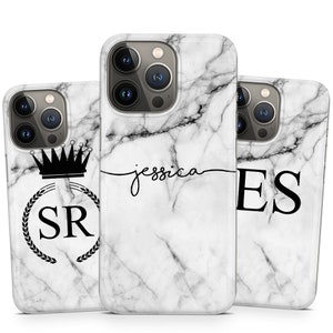 Grey Marble Phone cases for iPhone 16 15  14 13 12 11 X SE 8 7 6 with personalised design and name