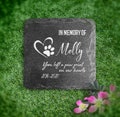 Memorial Plaque For Pet Cat Dog Slate Stone Heart Paw Grave Marker Personalised Custom Printed Name Date 10x10cm 15x15cm product logo
