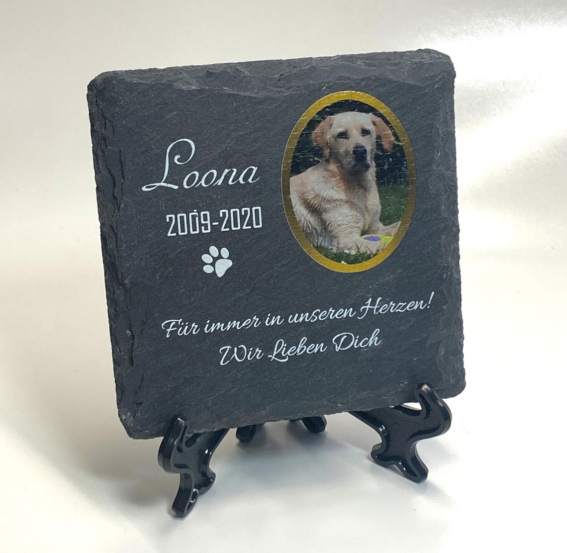 Gedenktafel Für Haustier Katze Hund Schiefer Stein Herz Pfote Etsy