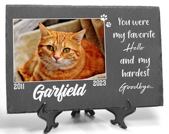 Placa conmemorativa para mascotas: gatos, perros y hámsteres. Marcador floral personalizado para tumbas (20 x 30, 15 x 15, 10 x 10 cm). Nombre y fecha impresos a medida.