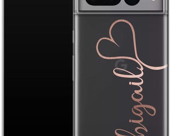 Spersonalizowane etui na telefon Google Pixel: Różowozłote imię i serce
