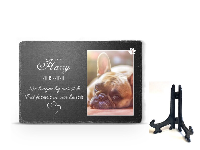 Memorial Plaque For Pet Cat Hamster Dog Slate Stone Heart Paw Large Grave Marker 20x30 cm Personalized Custom Printed Name Date