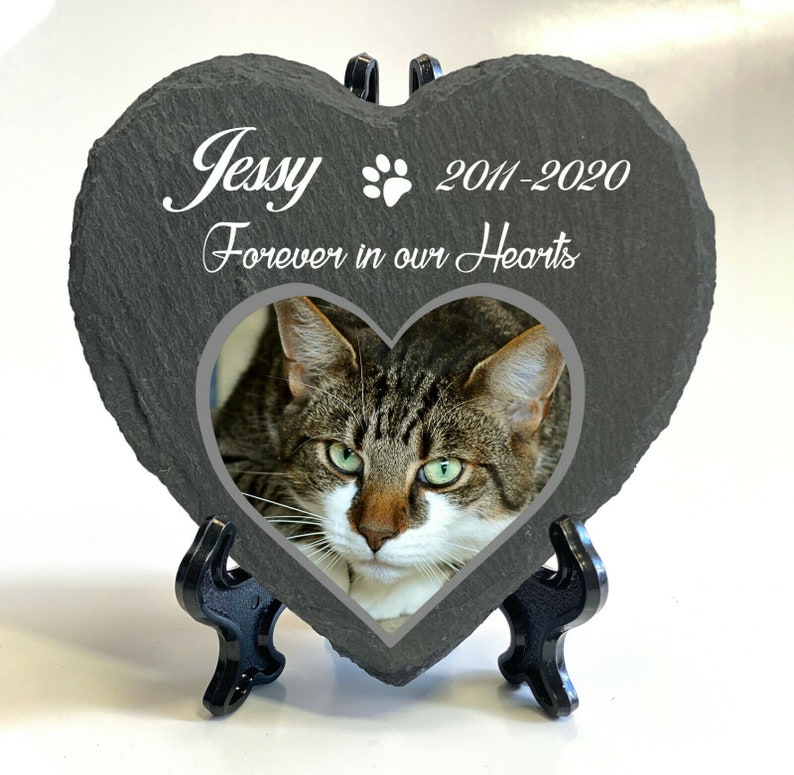 Memorial Plaque For Pet Cat Dog Slate Stone Heart Shape Paw Grave Marker Personalised Custom Printed Name Date 2020