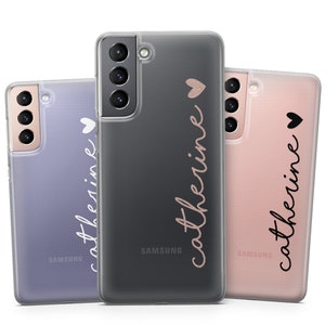 Maßgeschneiderte Handyhülle für Samsung Galaxy S25 S24 S23 S22 S21, A26, a14 a54 a73 S32 FE Liebe Herz Name Glitzer Print Klare Gel Handyhülle