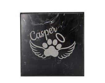 Custom Engraved Pet Memorial - Black Marble Plaque 10 cm 4" size