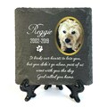 Memorial Plaque For Pet Cat Dog Slate Stone Heart Paw Grave Marker with Stand 10x10/ 15x15 cm product logo