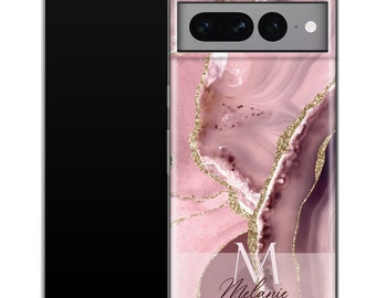 Personalized Rose Gold Marble Google Pixel Phone Case 10  9 8 7 6