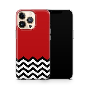 Coque en caoutchouc et gel pour iPhone, série NEW 16 15 14, 13, 12 11 X rouge noir et blanc motif Welcome To Twin Peaks