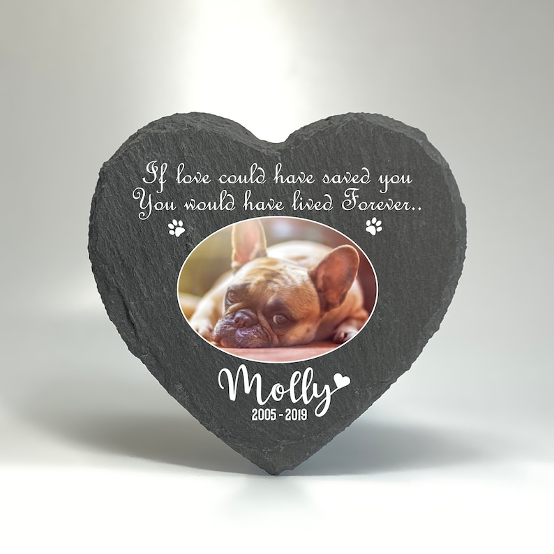 Memorial Plaque For Pet Cat Hamster Dog Slate Stone Heart Paw Large Grave Marker 20x30 cm Personalized Custom Printed Name Date