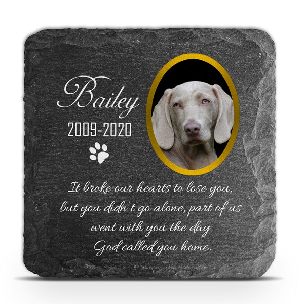 Memorial Plaque For Pet Cat Dog Slate Stone Heart Paw Grave Marker with Stand 10x10 cm
