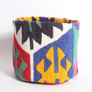 Kilim flower pot, storage basket, plant pot, kilim basket, living room storage, bathroom basket, waterproof flower pot, ethnic basket..,