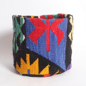 Kilim flower pot, storage basket, plant pot, kilim basket, living room storage, bathroom basket, waterproof flower pot, ethnic basket..,
