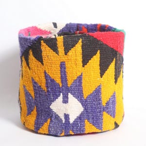 Kilim flower pot, storage basket, plant pot, kilim basket, living room storage, bathroom basket, waterproof flower pot, ethnic basket..,