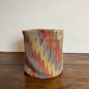 Kilim flower pot, storage basket, plant pot, kilim basket, living room storage, bathroom basket, waterproof flower pot, ethnic basket..,