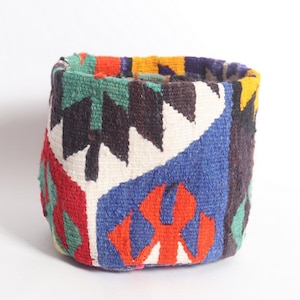 Kilim flower pot, storage basket, plant pot, kilim basket, living room storage, bathroom basket, waterproof flower pot, ethnic basket..,