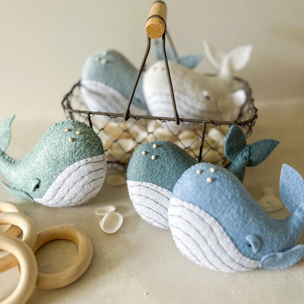 Humpback Whale. Hanging decoration. Under the sea. New Baby. Sea life baby shower present. Whimsical nautical theme nursery. Neutral.