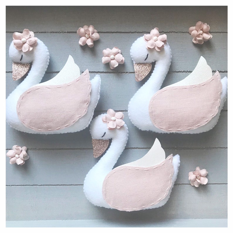 Garland. Swans. Felt Banner for Baby Shower. First Birthday. Woodland Fantasy Theme. Girl Nursery Playroom. Ballerina Party image 3