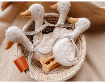 Lovable duck decoration. Handmade neutral charm. Soft hues nursery wall decoration. Neutral nursery decor. Neutral kids bedroom decor.