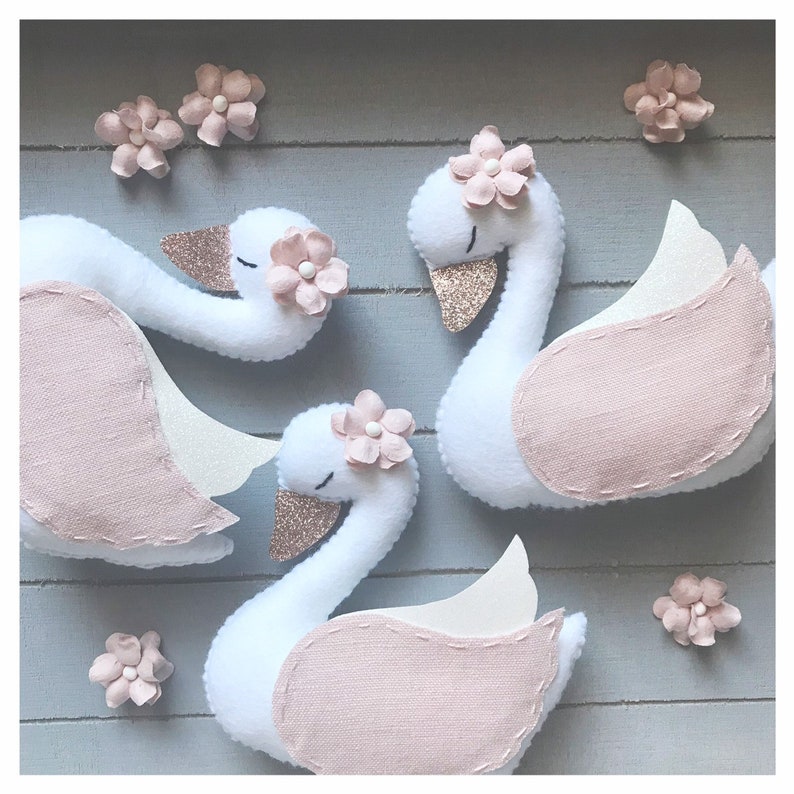 Garland. Swans. Felt Banner for Baby Shower. First Birthday. Woodland Fantasy Theme. Girl Nursery Playroom. Ballerina Party image 7