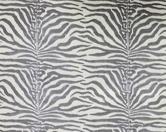 SCALAMANDRE EL MOROCCO Zebra Cut Velvet Silk Fabric 5 Yards Fog