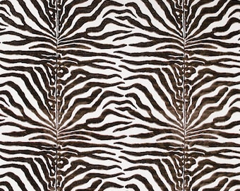 SCALAMANDRE EL MOROCCO Zebra Cut Velvet Silk Fabric 5 Yards Espresso