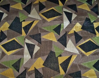 CLARENCE HOUSE Geometric Art Deco Nouveau MURANO Linen Velvet Fabric 4 yards Brown Multi