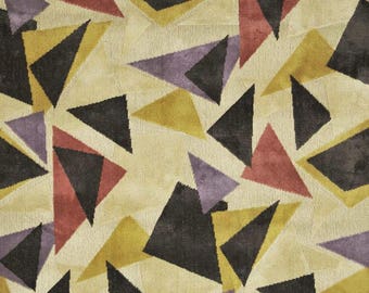 CLARENCE HOUSE Geometric Art DECO Nouveau Murano Linen Velvet Fabric 4 yards Beige Gold Rose Multi