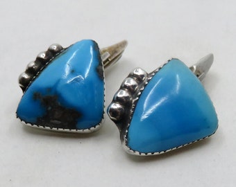 Vintage Sterling Silver Navajo Turquoise Cufflinks