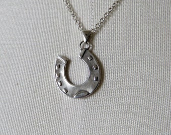 Solid Sterling Silver Lucky Horseshoe Pendant