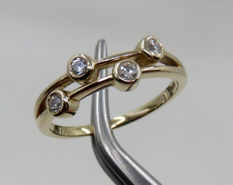 9ct Yellow Gold Diamond x 4 Engagement Stacker Ring 0.12cts size O (USA 7.5)