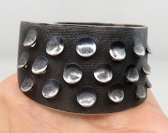 Vintage Sterling Silver Iconic Bangle Cuff by Grete Prytz Kittelsen for J Tostrup Norway c.1953 from the Med Punkter (with Dots) Series