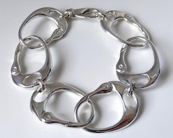 Solid Sterling Silver Keith Richards Heavy 6 Handcuff Bracelet