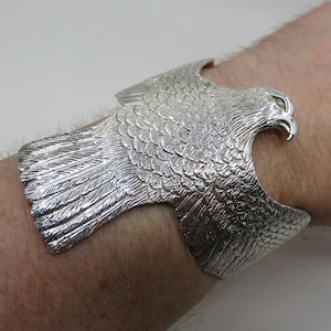 Brazalete estilo navajo de plata de ley maciza con forma de águila grande y pájaro trueno, 80 gramos