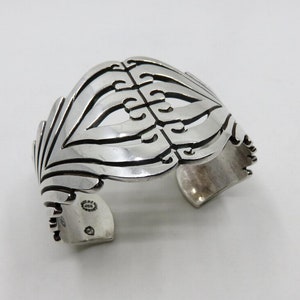 Vintage Sterling Silver Taxco Stamped Bangle Cuff 95 grams