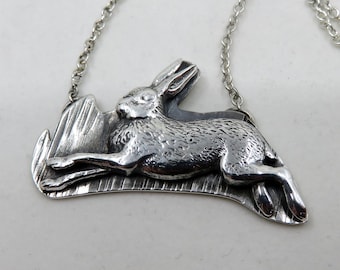 Solid Sterling Silver Hare Pendant Ring The Hill Folklore Nature