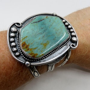 Massiver Sterling Silber Riesiger Navajo Türkis Armreif Cuff by You Got The Silver 139 Gramm