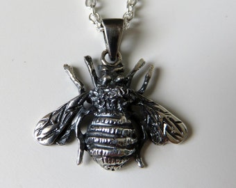 Solid Sterling Silver Bumblebee Pendant Silver Bee (percentage of profits donated to Wildlife Trust)