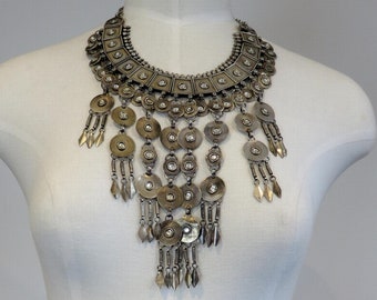 Vintage 800 Rajasthan Silver Necklace Bib Collar 16" Length -185.5 grams