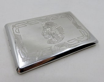 Vintage Mexican Hecho Sterling Silver Cigar Cigarette Case Box signed A.M.P 925 117.6 grams