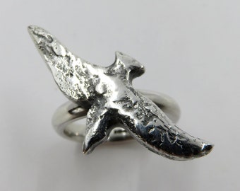 Solid Sterling Silver Flying Bird Textured Ring by You Got The Silver