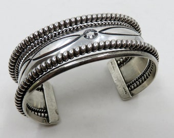 Vintage Sterling Silver Navajo Twist Cuff Bangle by renown TAHE family of artisans 55 grams