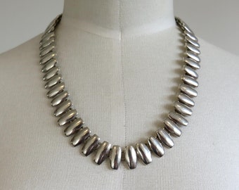 Vintage Heavy Sterling Silver Mexican Taxco Statement Necklace 18" length 138.5 grams signed by the artisan