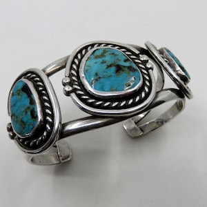 Vintage Sterling Silver Navajo Multi Turquoise Armring Manschett 62,7 gram Old Pawn