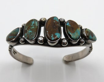 Vintage Sterling Silver Navajo Multi Turquoise Cuff Bangle 42 grams by the artisan P Chambless