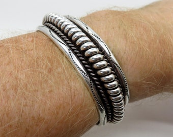 Vintage Sterling Silver Navajo Twist Cuff Bangle by renown TAHE family of artisans 53 grams