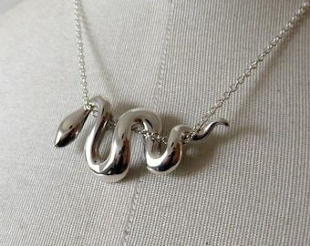 Solid Sterling Silver Snake Pendant